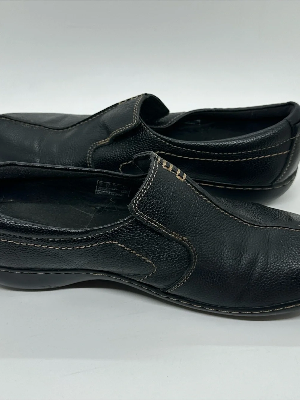 Clarks Black Leather Comfort Slip On Shoes 9.5